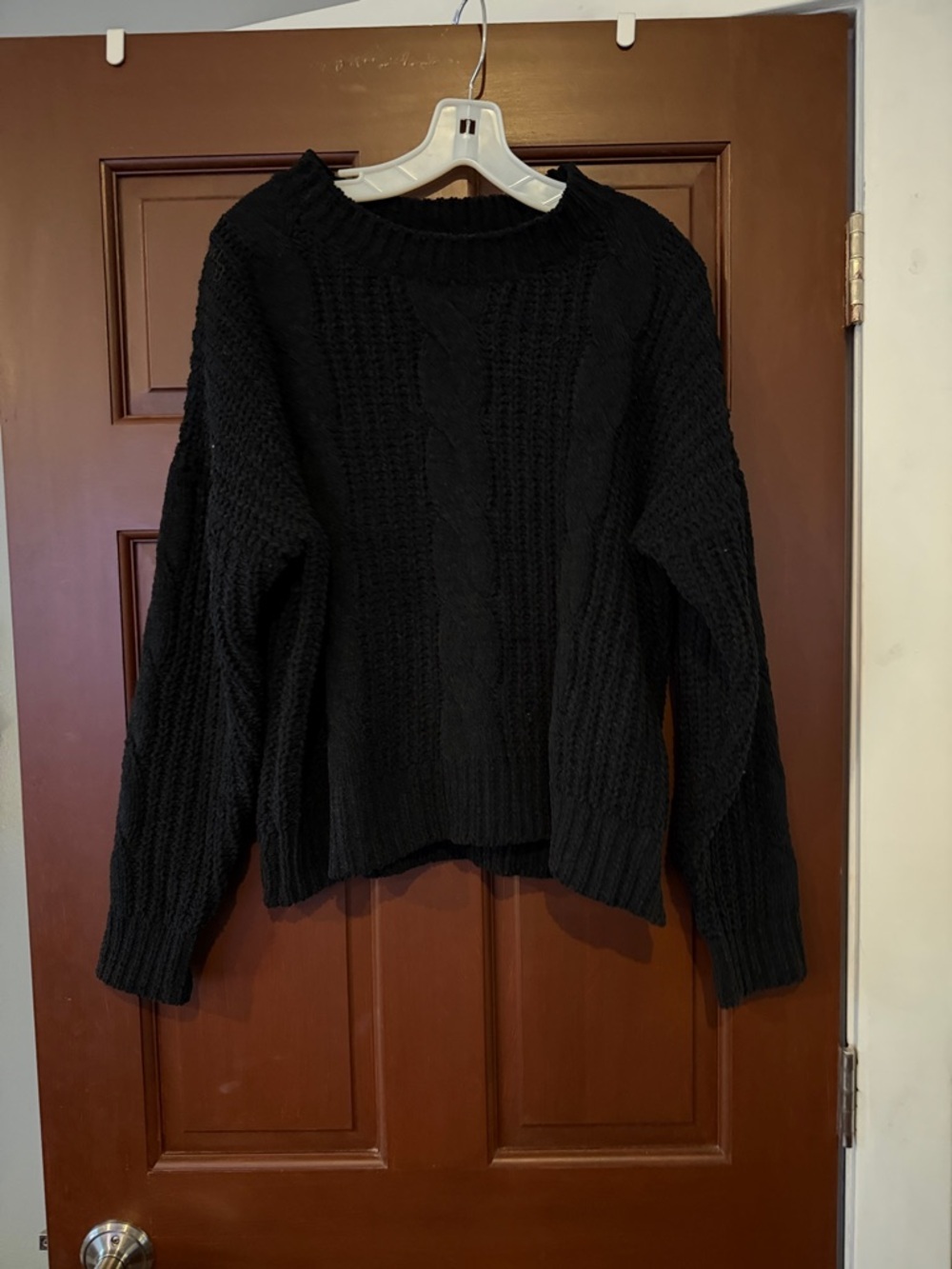 POL Black Chunky Crewneck Sweater